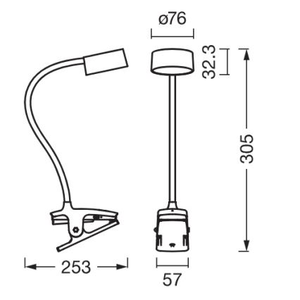 Osram - Димируема настолна лампа с щипка OFFICE LINE LED/4,8W/230V 3000/4000/6500K черна