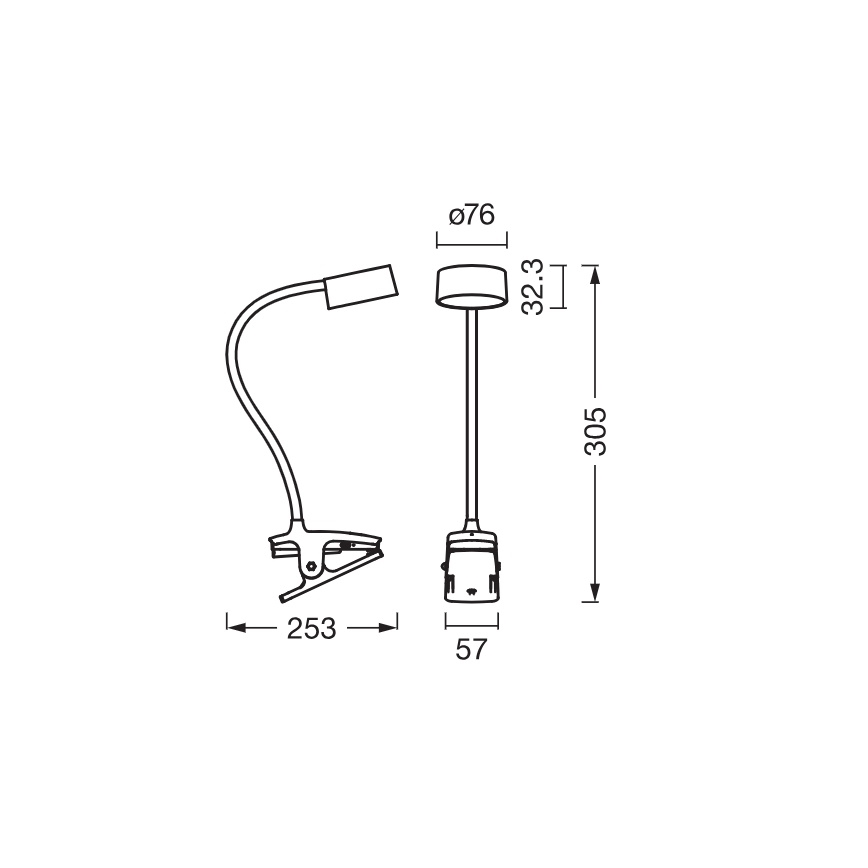 Osram - Димируема настолна лампа с щипка OFFICE LINE LED/4,8W/230V 3000/4000/6500K черна
