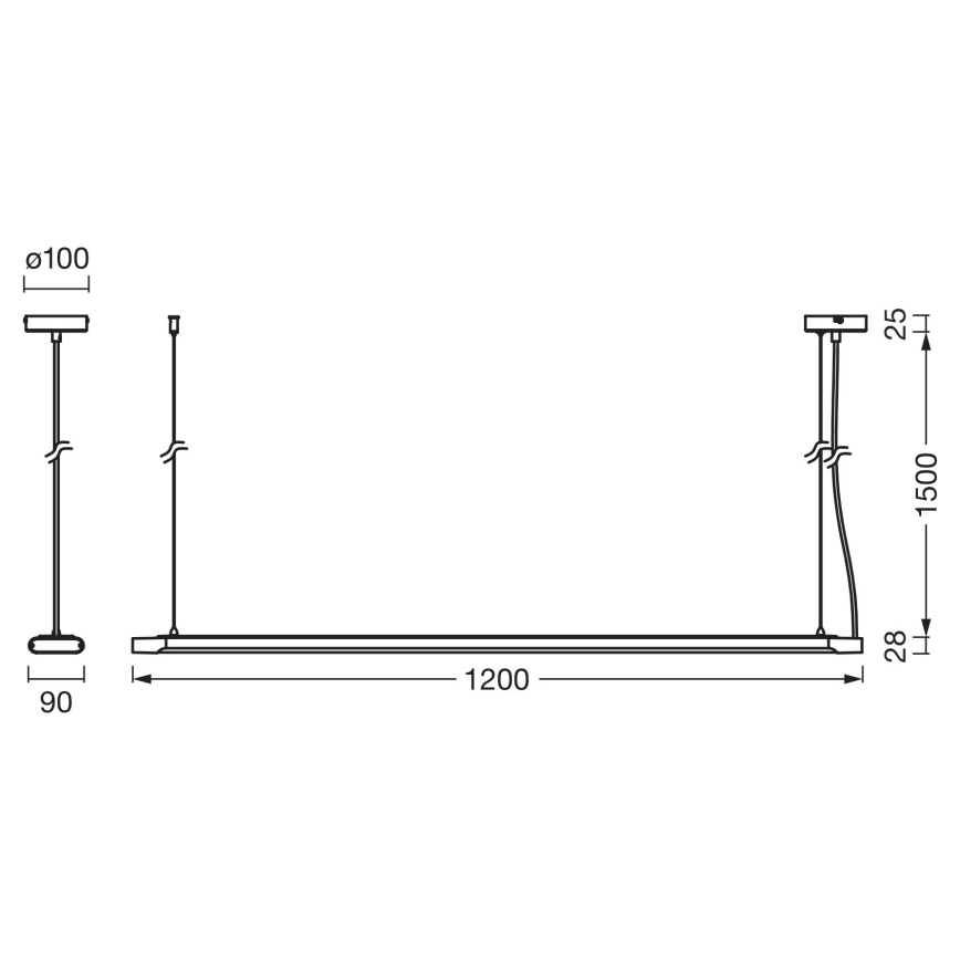 Osram - LED димируема висяща лампа на кабел OFFICE LINE LED/40W/230V 4000K 120 cm черна