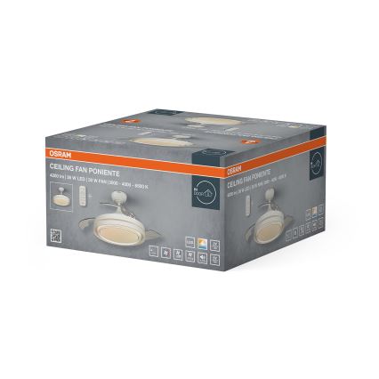 Osram - LED димируемо таванно осветително тяло с вентилатор PONIENTE LED/36W/230V 3000/4000/6500K + дистанционно управление
