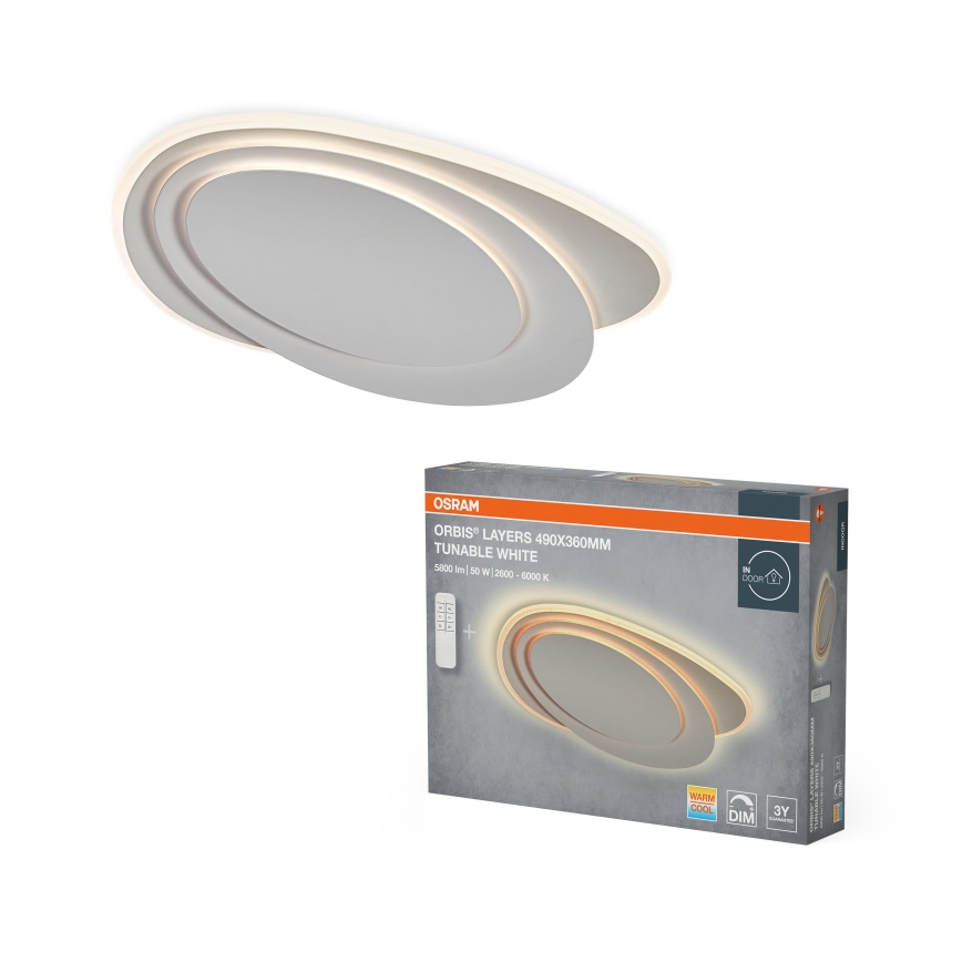 Osram - LED димируемо таванно осветително тяло ORBIS LAYERS LED/50W/230V 2600-6000K 36x49 см бяло + дистанционно управление