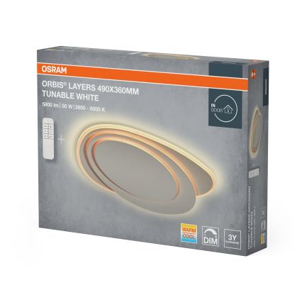 Osram - LED димируемо таванно осветително тяло ORBIS LAYERS LED/50W/230V 2600-6000K 36x49 см бяло + дистанционно управление
