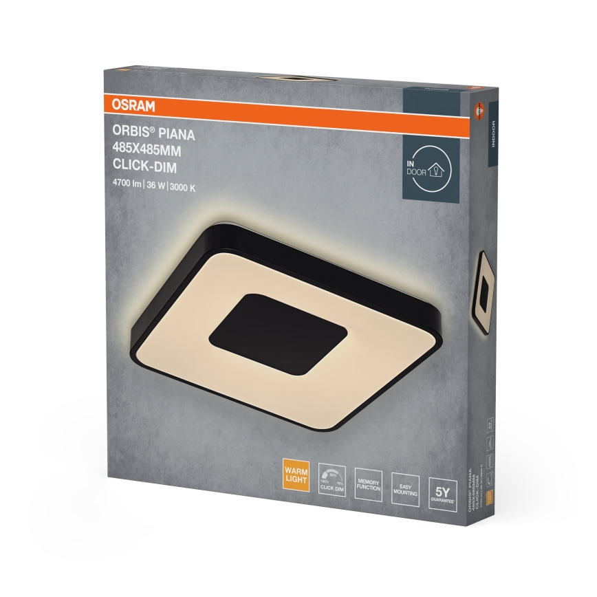 Osram - LED димируемо таванно осветително тяло ORBIS PIANA LED/36W/230V 48,5x48,5 cm черно