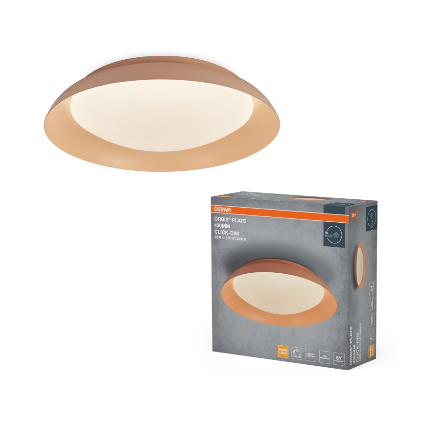 Osram - димируема LED таванна лампа PLATE LED/35W/230V Ø 43 см розова