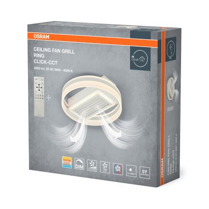 Osram - LED димируемо таванно осветително тяло с вентилатор CEILING FAN LED/55W/230V 3000-6500K бяло + дистанционно управление