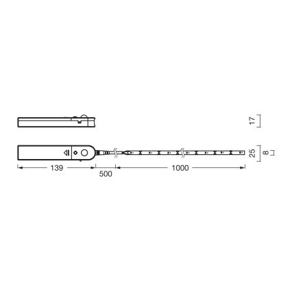 Osram - LED лента със сензор за движение FLEX 1m LED/2W/4xAA