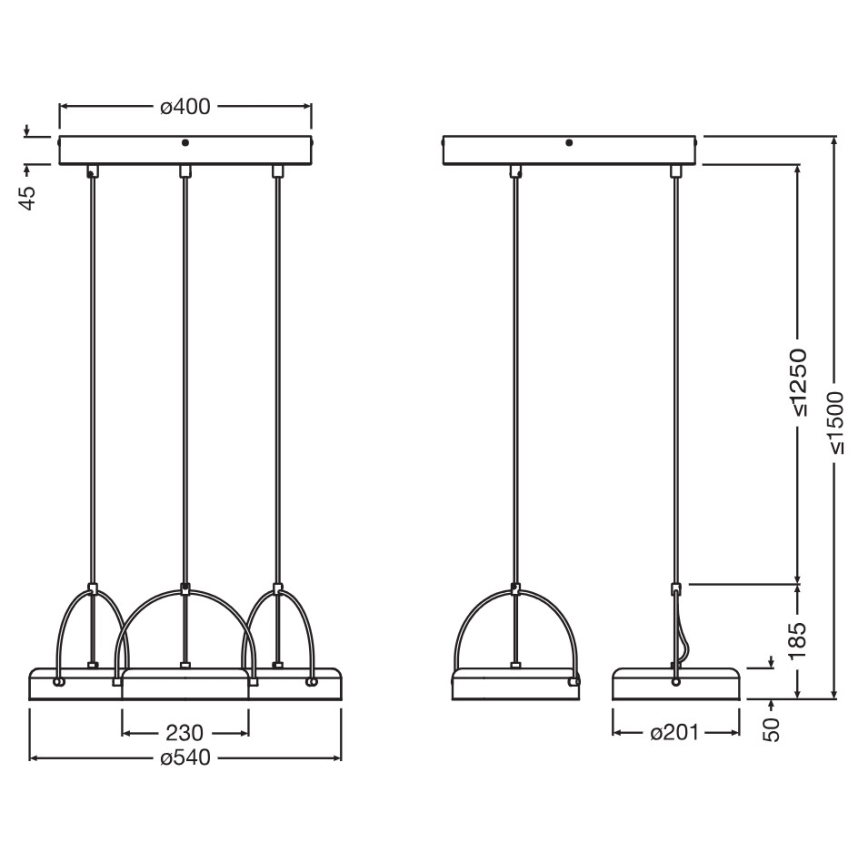 Osram - LED люстра на кабел DECOR PUCK 3xLED/12W/230V черна