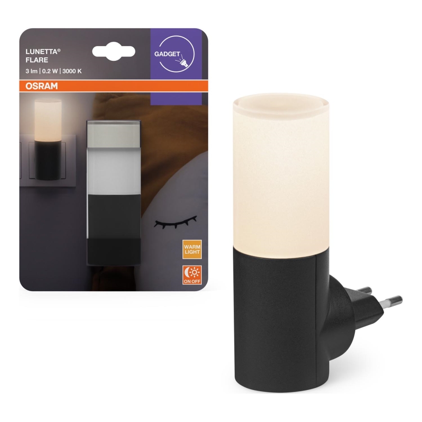 Osram - LED нощна лампа със сензор за здрач LUNETTA LED/0,2W/230V черна