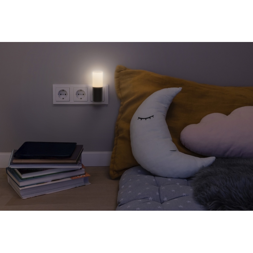 Osram - LED нощна лампа със сензор за здрач LUNETTA LED/0,2W/230V черна