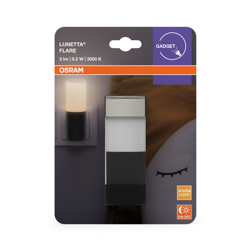 Osram - LED нощна лампа със сензор за здрач LUNETTA LED/0,2W/230V черна