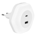 Osram - LED нощна лампа за контакт с USB LUNETTA LED/15W/230V бяла