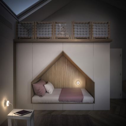 Osram - LED нощна лампа за контакт с USB LUNETTA LED/15W/230V бяла