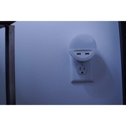 Osram - LED нощна лампа за контакт с вграден сензор LUNETTA 2xUSB LED/13W/230V