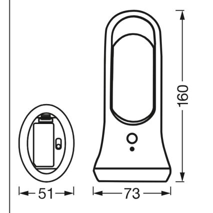 Osram - LED ориентационно осветително тяло с датчик за движение и за здрач MOBILE LED/0,7W/4xAAA бяло