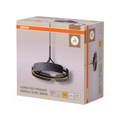 Osram - LED пендел на кабел DECOR CURVE LED/33W/230V, сив