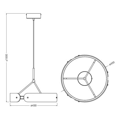Osram - LED пендел на кабел DECOR CURVE LED/33W/230V, сив