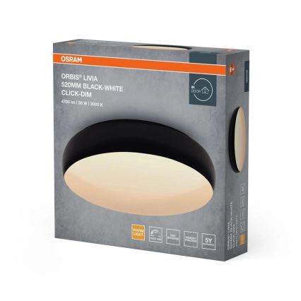 Osram - димируем таванен LED плафон ORBIS LIVIA LED/36W/230V Ø 52 cm черен/бял