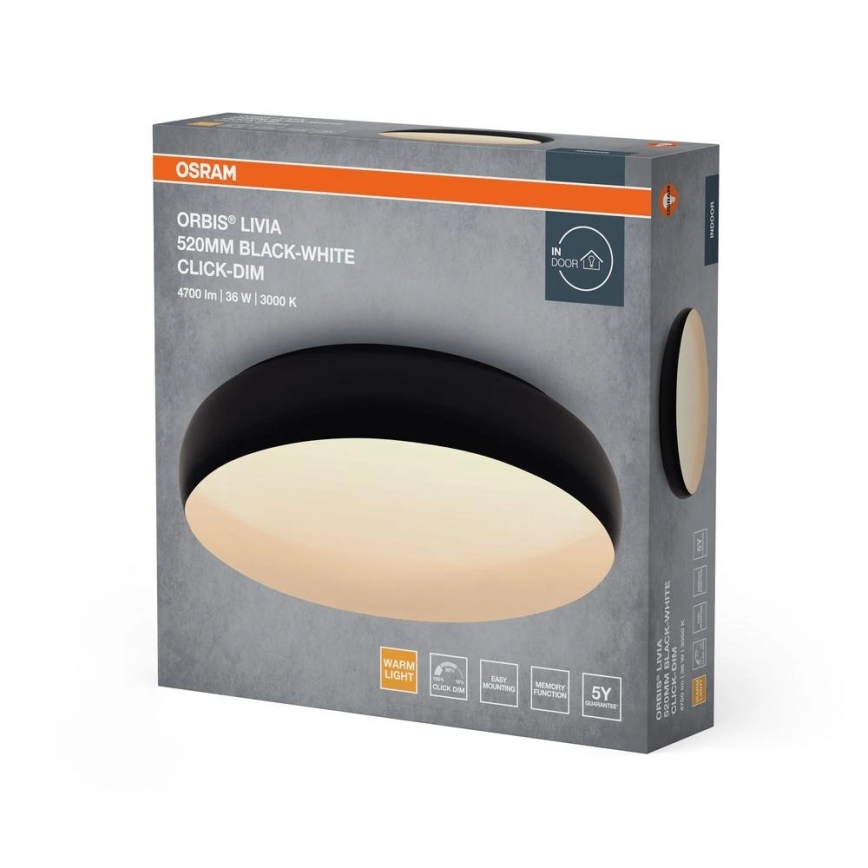 Osram - димируем таванен LED плафон ORBIS LIVIA LED/36W/230V Ø 52 cm черен/бял