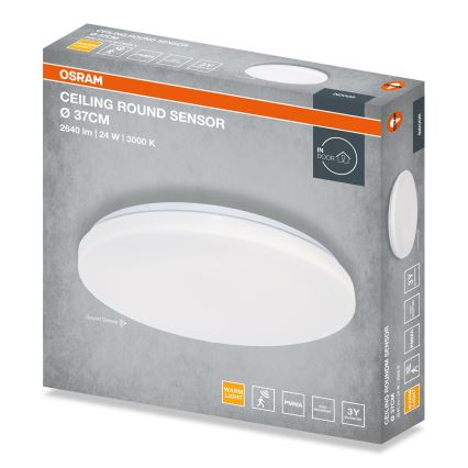Osram - LED плафон със сензор за здрач ROUND LED/24W/230V диаметър 37 см