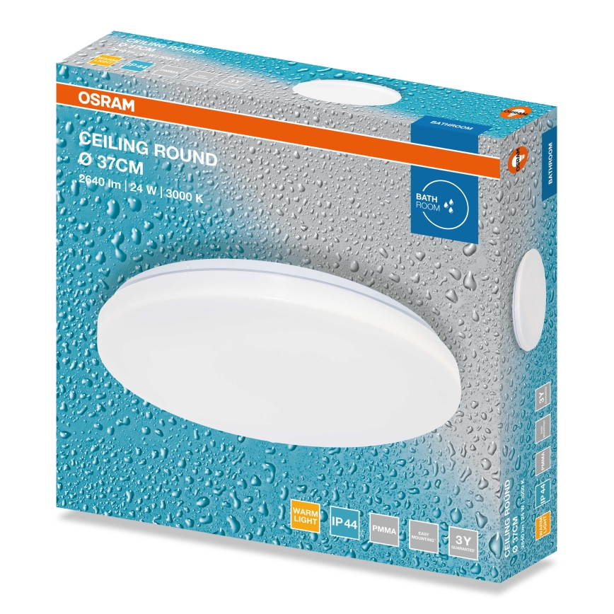 Osram - LED таванно осветително тяло за баня CEILING ROUND LED/24W/230V 3000K Ø37 см IP44 бяло