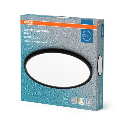 Osram - LED таванен осветител за баня DISC LED/18W/230V 3000/4000K Ø 30 см IP44 черен