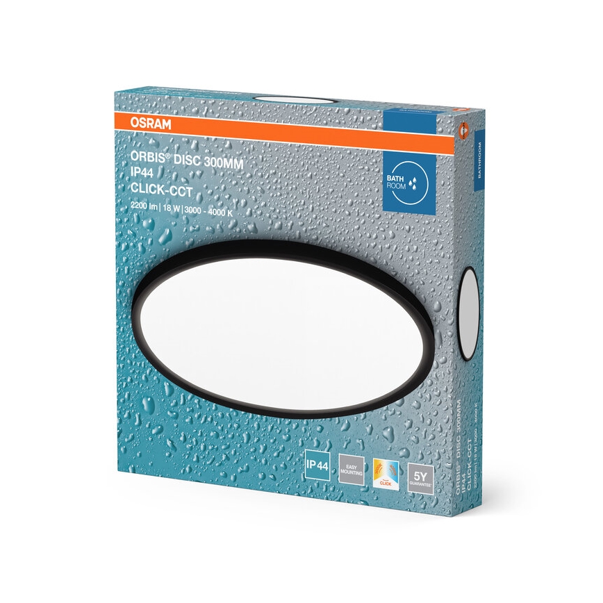 Osram - LED таванен осветител за баня DISC LED/18W/230V 3000/4000K Ø 30 см IP44 черен