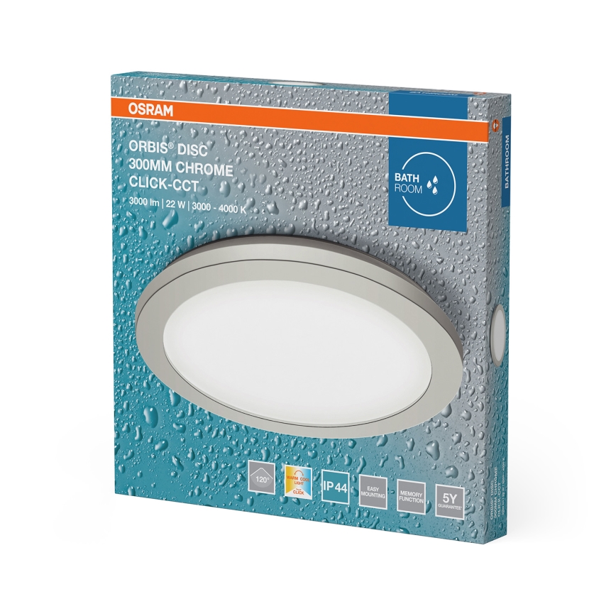 Osram - LED таванно осветително тяло за баня ORBIS DISC LED/22W/230V 3000/4000K Ø30 cm IP44 матов хром