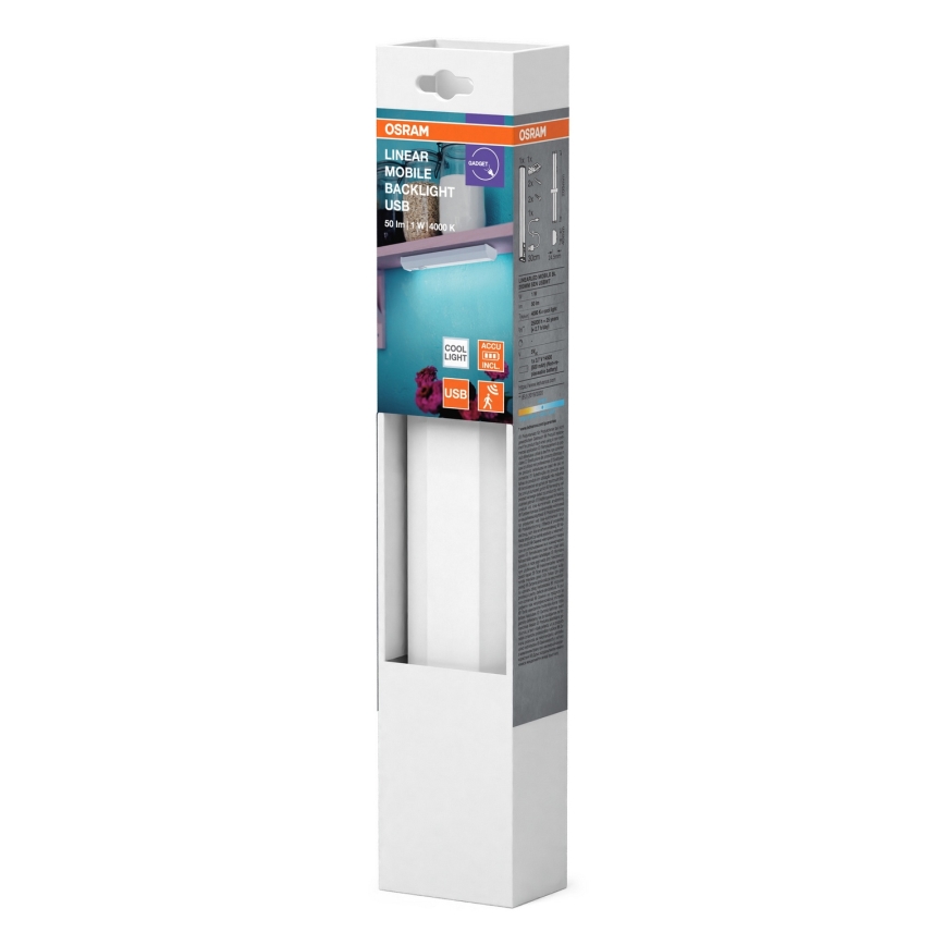 Osram - LED подшкафно осветително тяло с вграден сензор MOBILE LED/1W/3,7V 500 mAh 20 cm