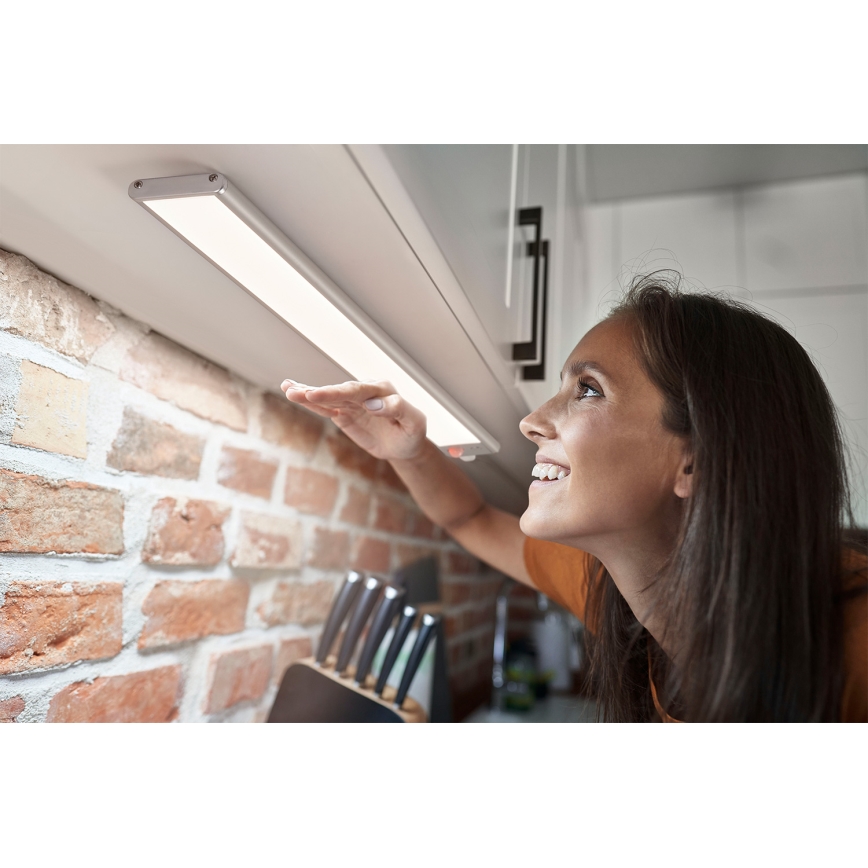 Osram - LINEAR LED подшкафно осветително тяло със сензор за движение и сумрак, 3,2W/3,7V, 500 mAh, 3000/4000/6500K, 40 cm, сиво