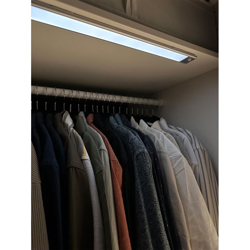 Osram - LINEAR LED подшкафно осветително тяло със сензор за движение и сумрак, 3,2W/3,7V, 500 mAh, 3000/4000/6500K, 40 cm, сиво
