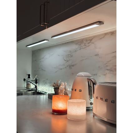 Osram - LINEAR LED подшкафно осветително тяло със сензор за движение и сумрак, 3,2W/3,7V, 500 mAh, 3000/4000/6500K, 40 cm, сиво
