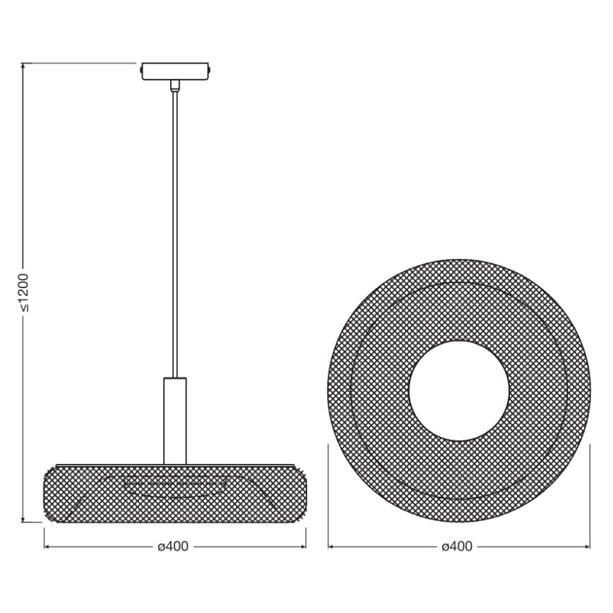 Osram - LED полилей на кабел DECOR MESH LED/18,5W/230V Ø 40 cm черен/каучукова дървесина