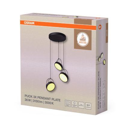 Osram - LED полилей на кабел DECOR PUCK 3xLED/12W/230V CRI 90 черен