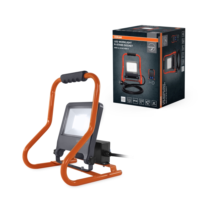 Osram - LED прожектор с монтажна скоба и гнезда R-STAND LED/50W/230V 4000K IP44 оранжев/антрацит