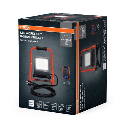 Osram - LED прожектор с монтажна скоба и гнезда R-STAND LED/50W/230V 4000K IP44 оранжев/антрацит