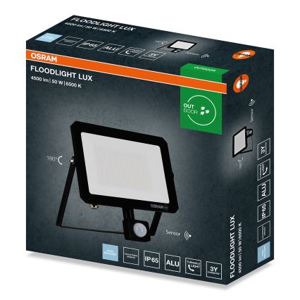 Osram - LED прожектор със сензор за движение и сумрак FLOODLIGHT LED/50W/230V 6500K IP65 черен