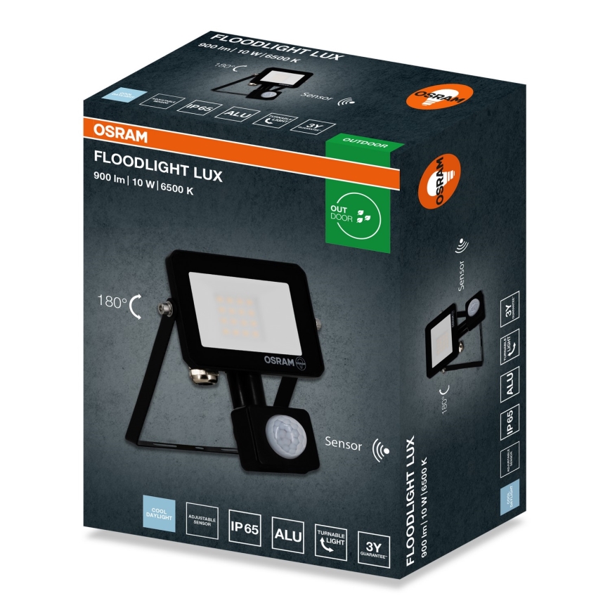 Osram - LED прожектор със сензор за движение, 10 W, 230 V, 6500 K, IP65