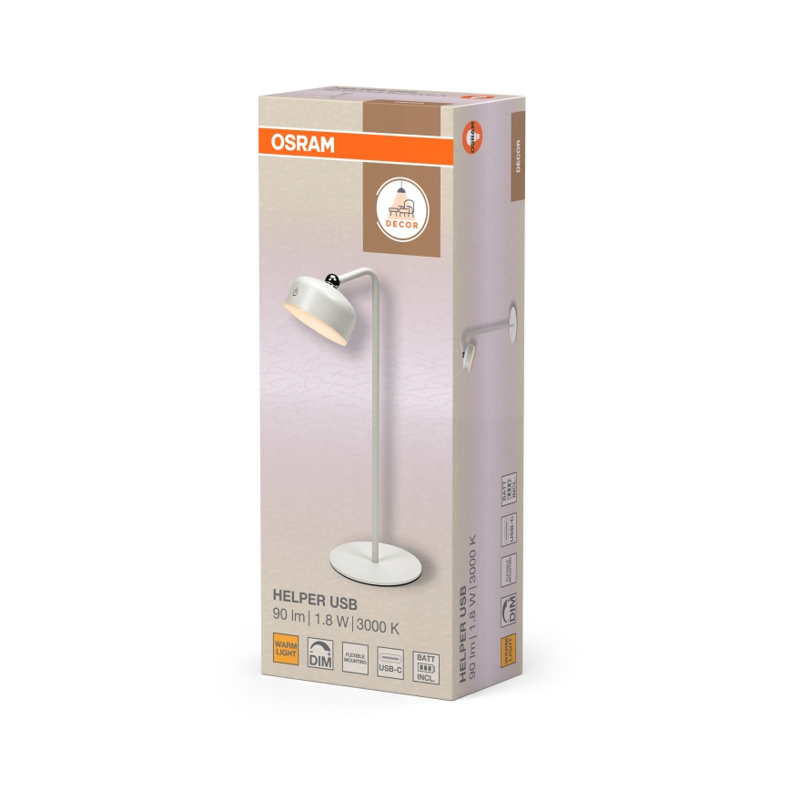 Osram - LED регулируема презареждаема настолна лампа 3 в 1 DECOR HELPER LED/1,8W/5V бяла