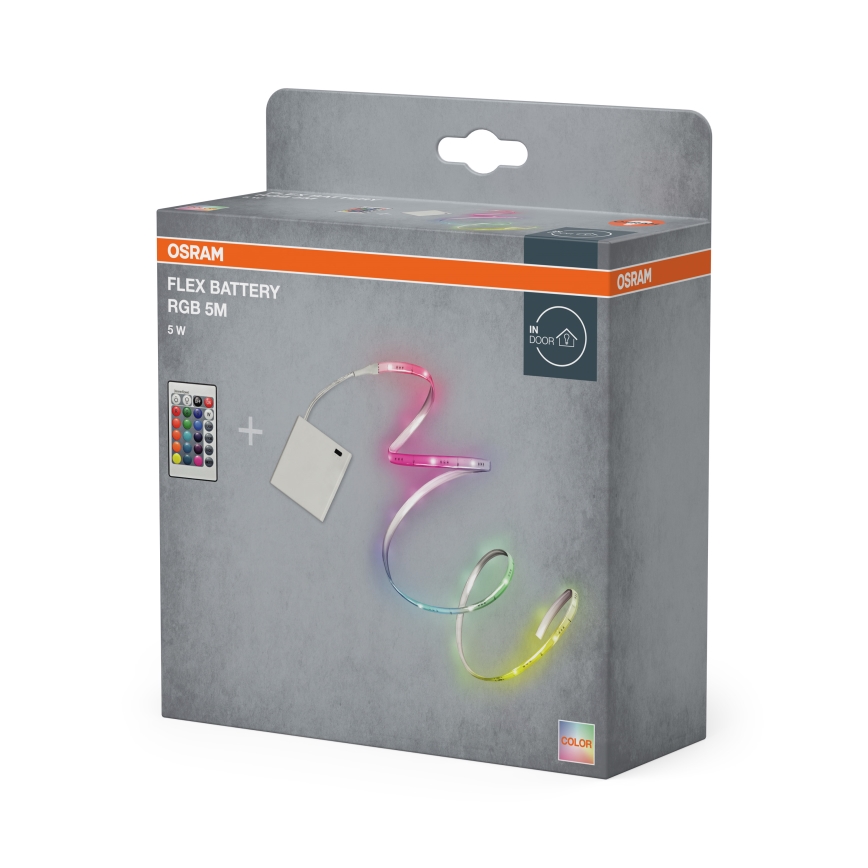Osram - димируема LED RGB лента FLEX BATTERY 5m LED/5W/4xAA + дистанционно управление