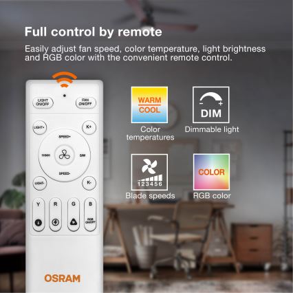 Osram - LED димируемо таванно осветително тяло с вентилатор MURLAN LED/26W/230V 3000-6500K + дистанционно управление