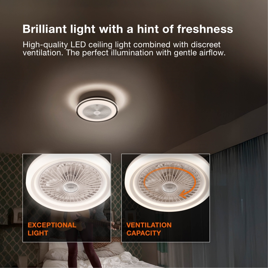 Osram - LED димируемо таванно осветително тяло с вентилатор MURLAN LED/26W/230V 3000-6500K + дистанционно управление