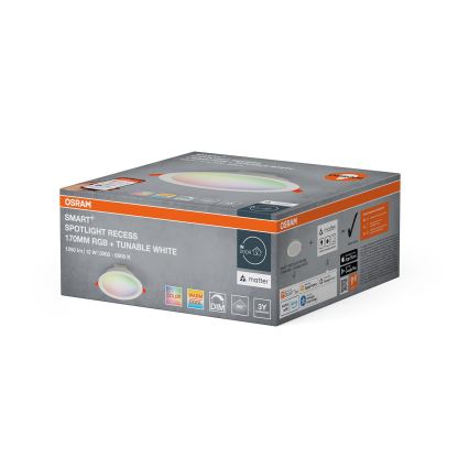 Osram - LED RGB димируемо вградено таванно осветително тяло SMART+ DOWNLIGHT LED/12W/230V 3000-6500K Wi-Fi