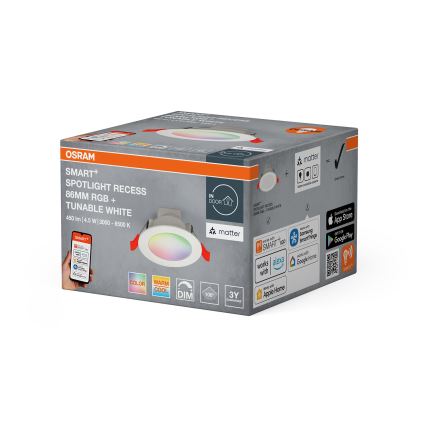 Osram - LED RGB Димируемо вградено лунично осветително тяло SMART+ DOWNLIGHT LED/4,5W/230V 3000-6500K Wi-Fi