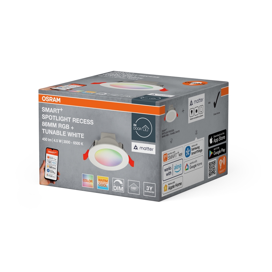 Osram - LED RGB Димируемо вградено лунично осветително тяло SMART+ DOWNLIGHT LED/4,5W/230V 3000-6500K Wi-Fi