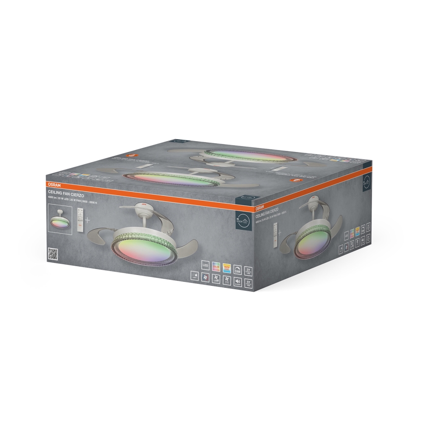 Osram - RGB LED димируемо таванно осветително тяло с вентилатор CIERZO LED/35W/230V 3000-6500K + дистанционно управление