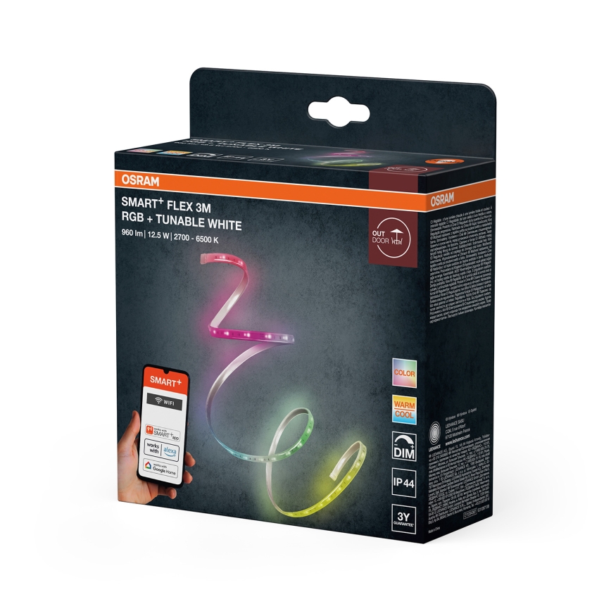 Osram - LED RGB+TW димируема външна лента SMART+ FLEX 3m LED/12,5W/230V 2700-6500K IP44 Wi-Fi