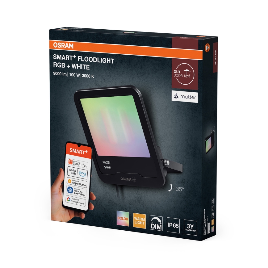 Osram - LED RGBW прожектор с възможност за димиране SMART+ FLOODLIGHT LED/100W/230V IP65 Wi-Fi