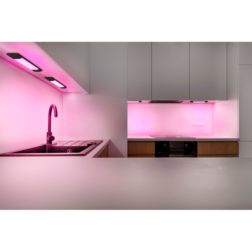 Osram - LED RGBW Димируемо подшкафно осветително тяло с датчик за движение LINEAR EDGE LED/4W/230V 30 см черно + дистанционно управление