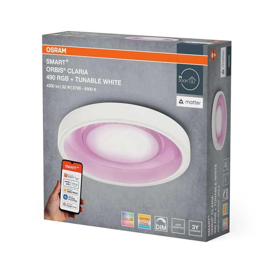 Osram- LED RGBW димируем плафон SMART+ CLARIA LED/32W/230V Ø 49 см 2700-6500K Wi-Fi