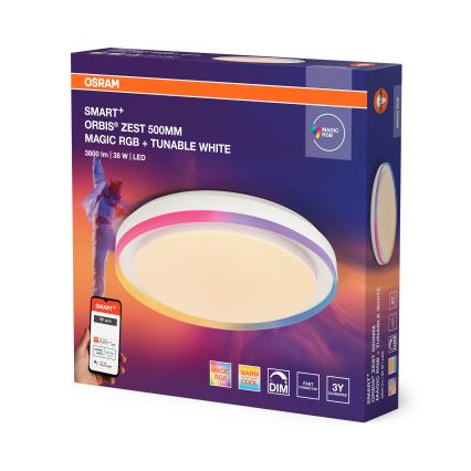 Osram - LED RGBW димируемо таванно осветително тяло SMART+ MAGIC LED/38W/230V Ø 49 см бяло 2700-6500K Wi-Fi